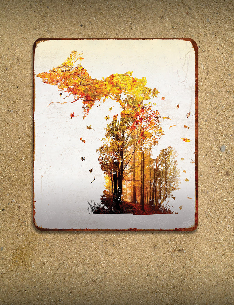 12" x 14" Metal Sign - Autumn Leaves