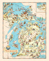 Vintage Map of Michigan 1935