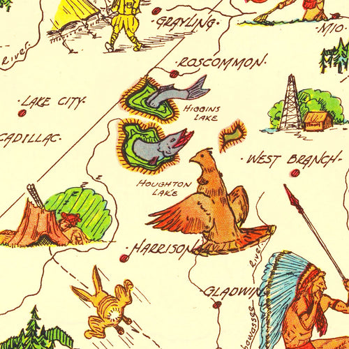 Vintage Map of Michigan 1940