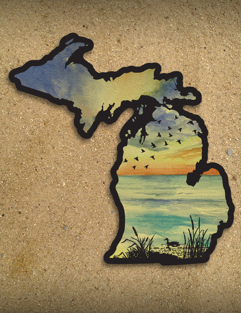 Sunset Birds - 6" Michigan Sticker