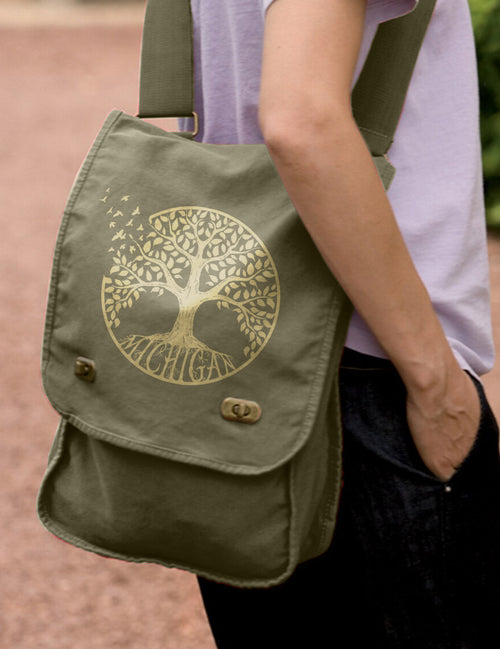 Canvas Field Bag - Michigan Big Tree - Khaki Green