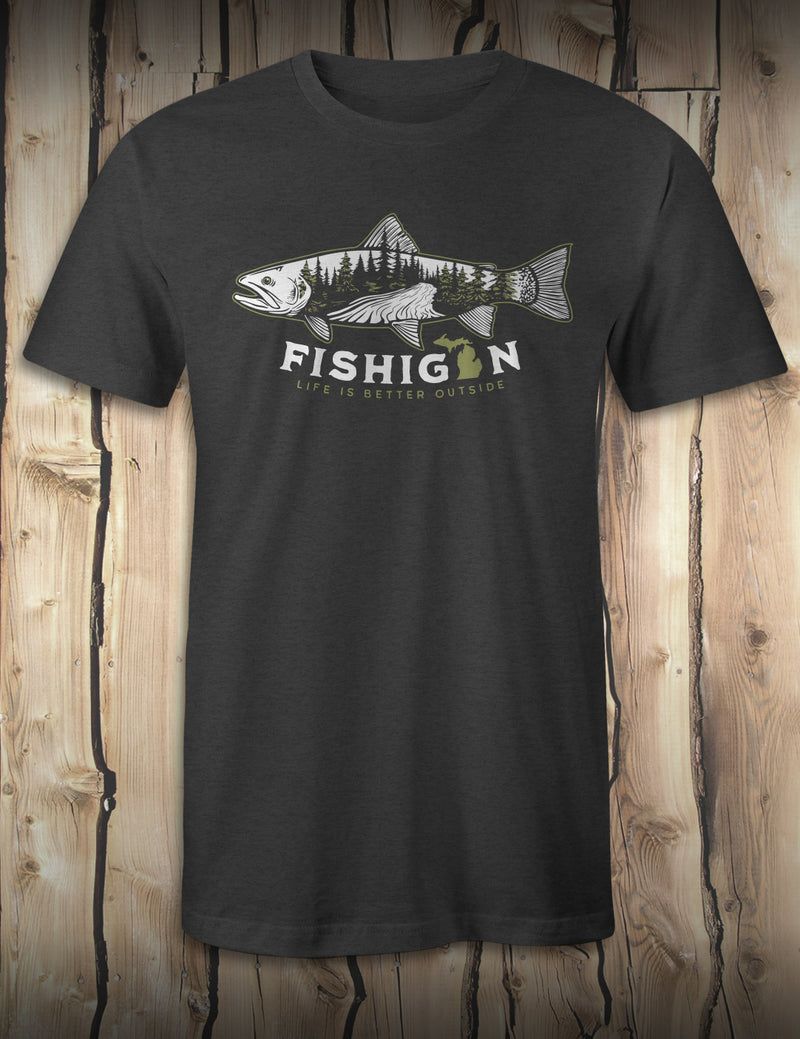 Fishigan - Dark Heather Gray