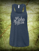 Lake Bum - Women's Racerback Tank - Heather Navy