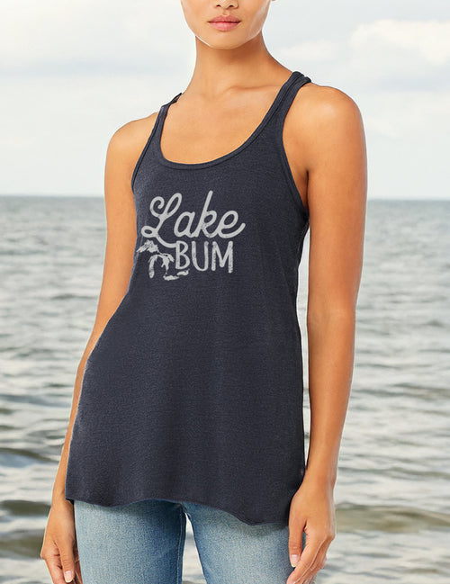 Lake Bum - Women's Racerback Tank - Heather Navy