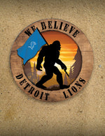 Detroit Lions Bigfoot Wooden Sign