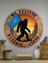 Detroit Lions Bigfoot Wooden Sign