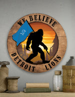 Detroit Lions Bigfoot Wooden Sign