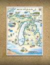 Michigan State Map Lithographic Print