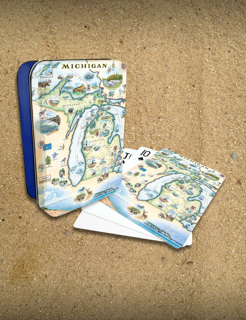 Michigan State Map Playing Cards