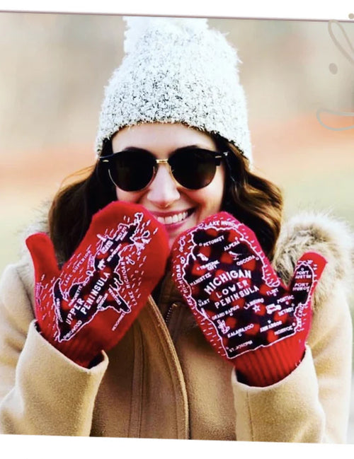 Red Plaid Michigan Mittens