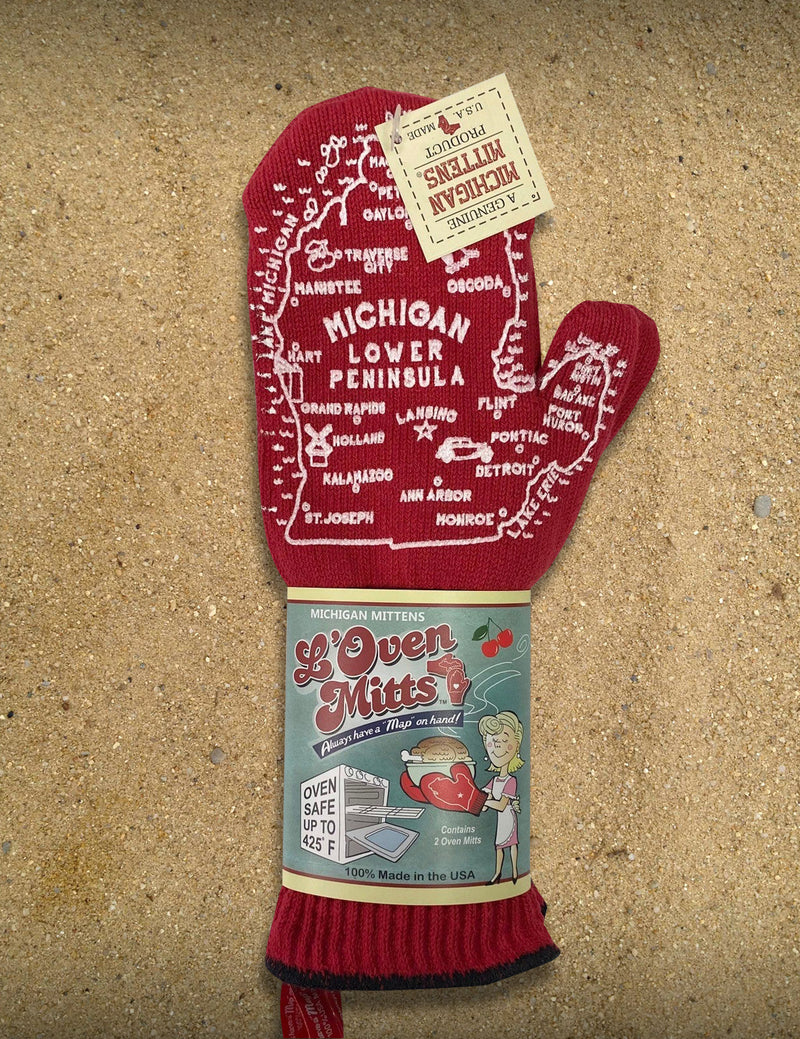 Michigan L'Oven Mitts - Red