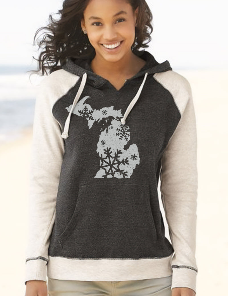 Snow Flakes - Women's  Hoodie - Charcoal and Ash