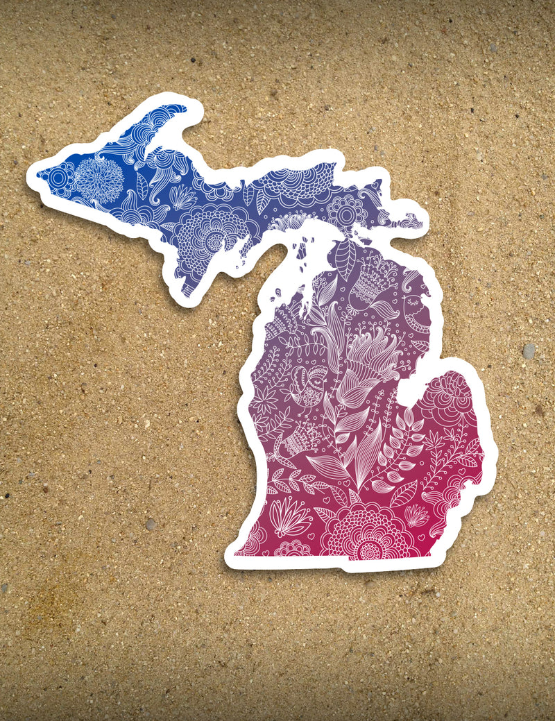 Floral - 4" Michigan Sticker