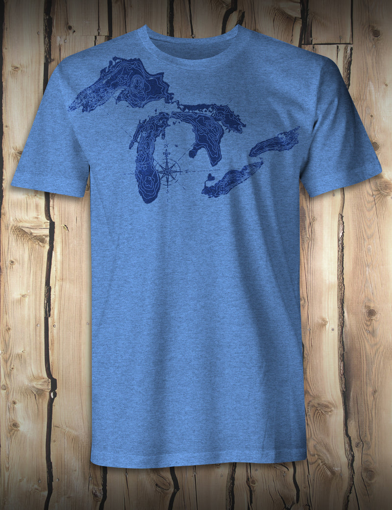 Great Lakes Map - Heather Blue