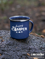 Happy Camper Metal Campfire Mug - Blue